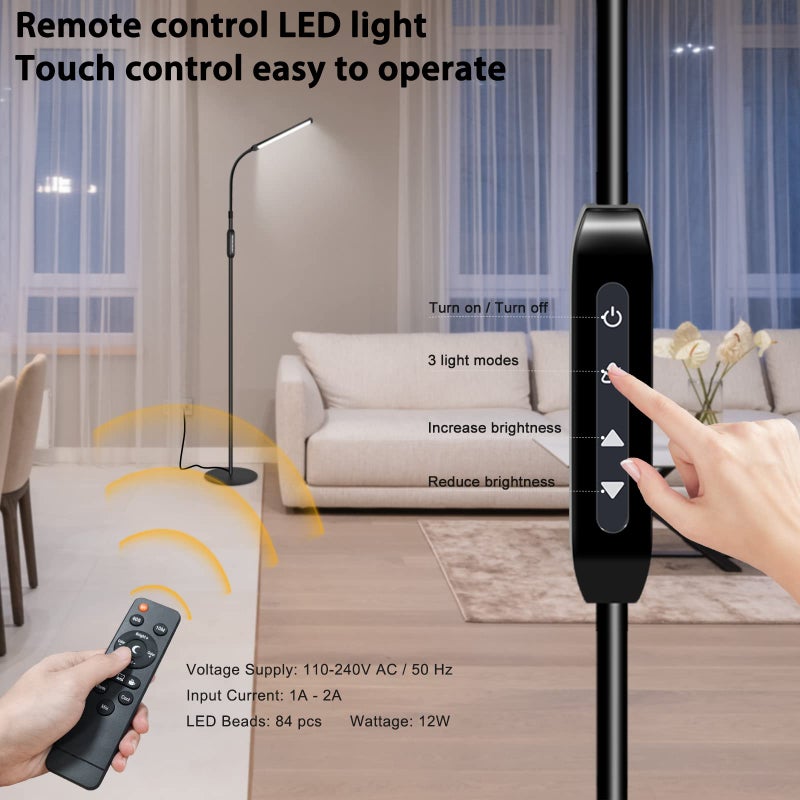 EBEST Led Floor Lamp for Eyelash Extensions Standing Floor Lamps for Office Eyelash lamp Tattoo Light Reading Lamp for Bedroom Makeup Lash Light Extension (Black - RY) - Image 4